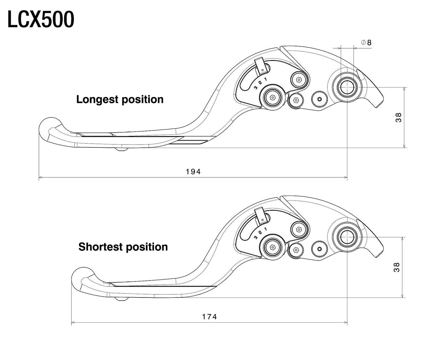 Adjustable Plus Clutch Levers : LCX500