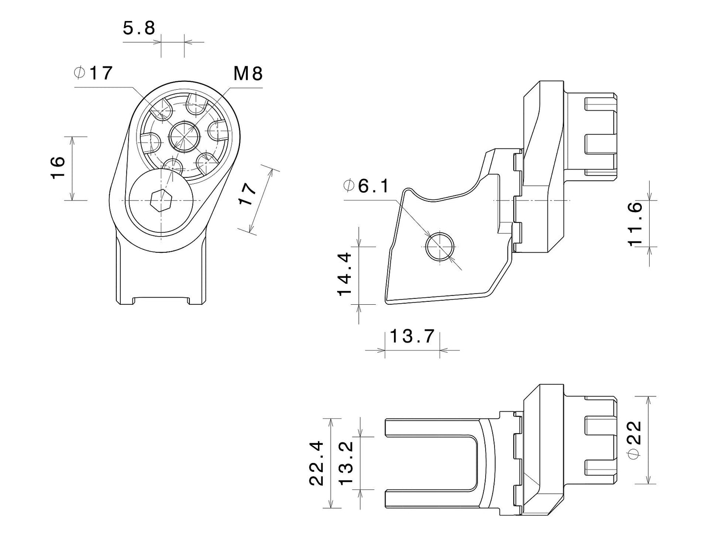 アジャスト機能付 ステップペグ アダプター : PE729B