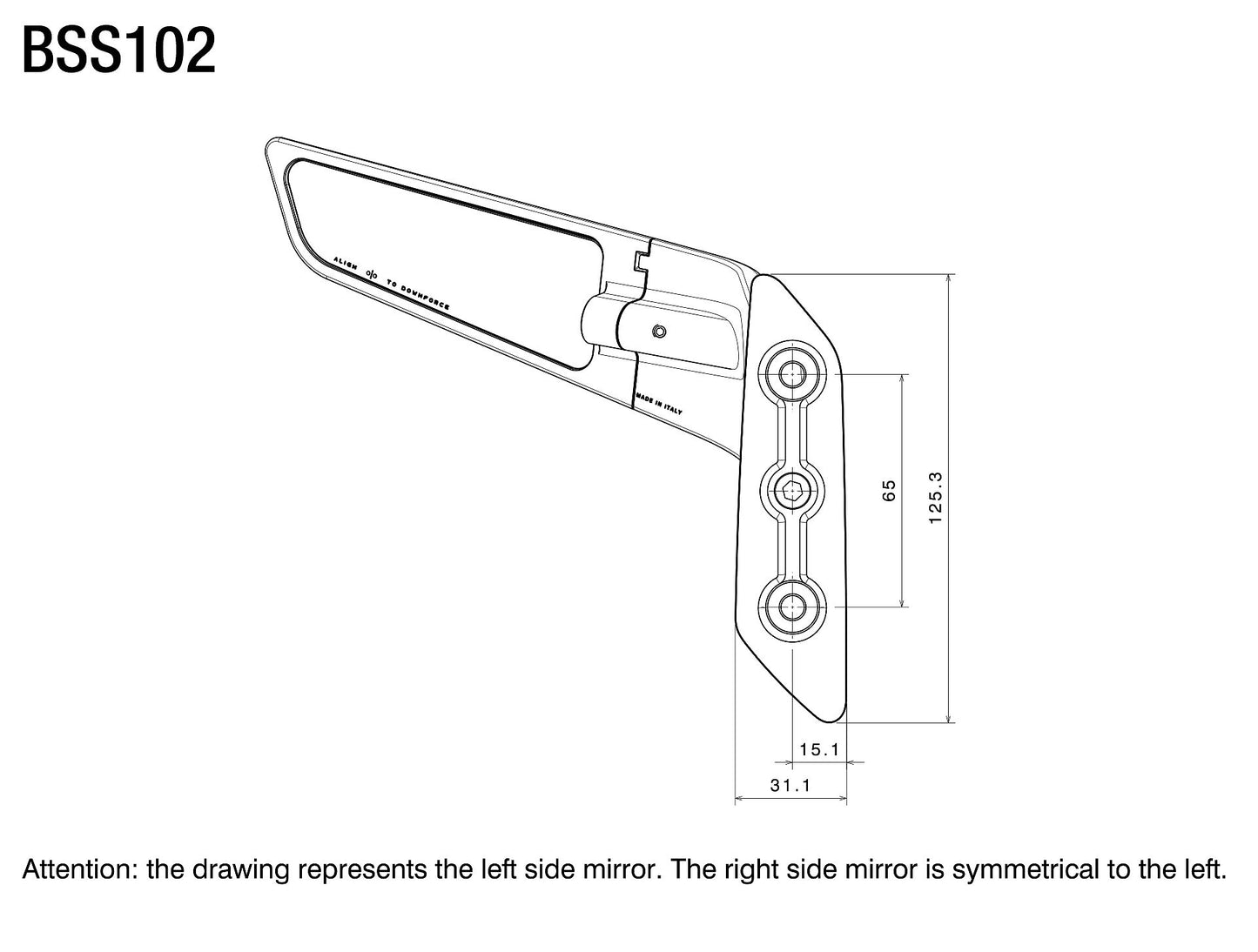 Stealth mirror for Yamaha T-Max : BSS102