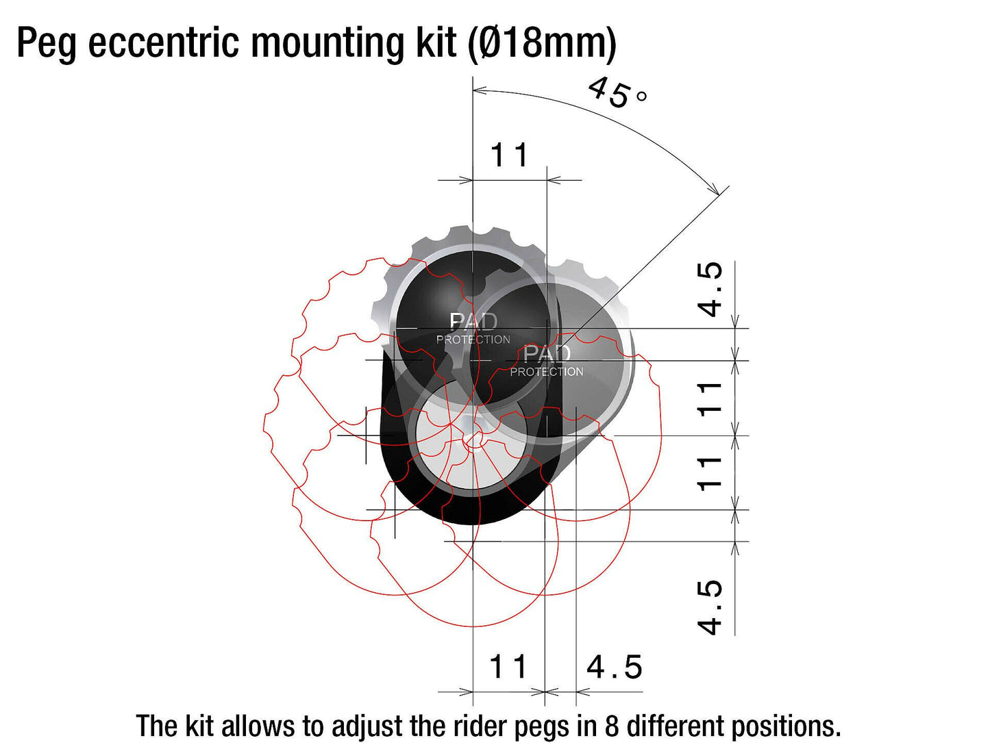 アジャスト機能付 ステップペグ アダプター : PE759B