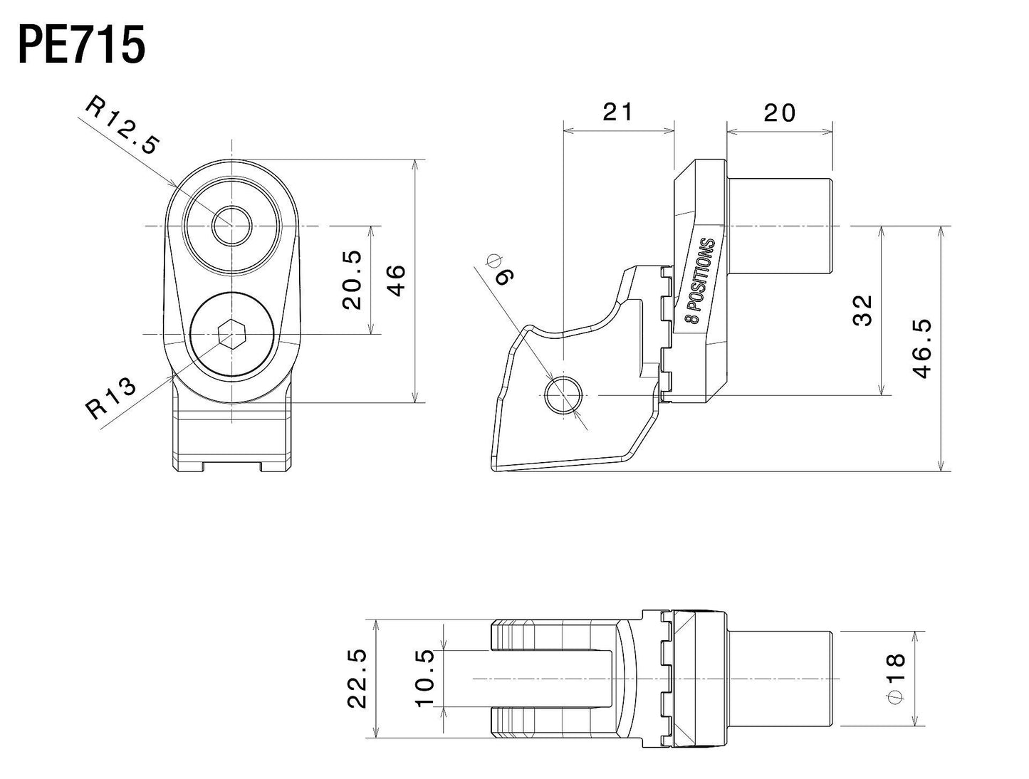 アジャスト機能付 ステップペグ アダプター : PE715B