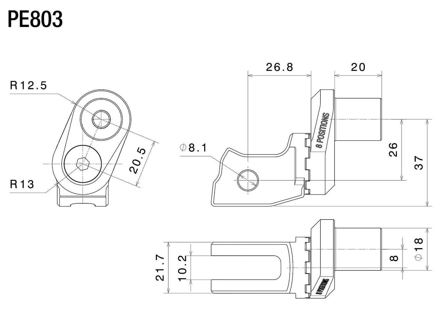 アジャスト機能付 ステップペグ アダプター : PE803B