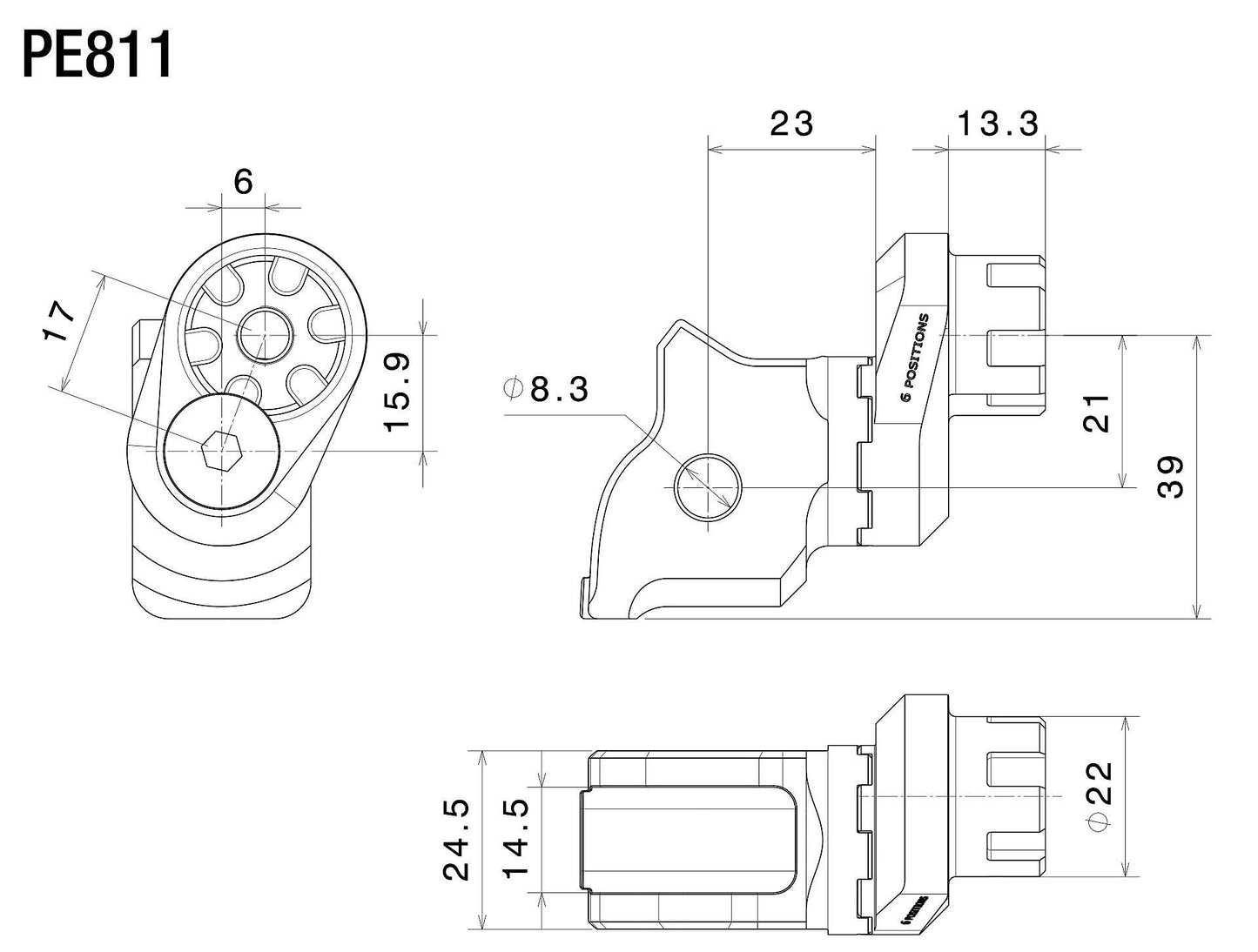 アジャスト機能付 ステップペグ アダプター : PE811B