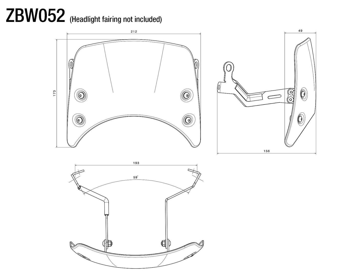 Headlight Fairing アダプター : ZBW052B