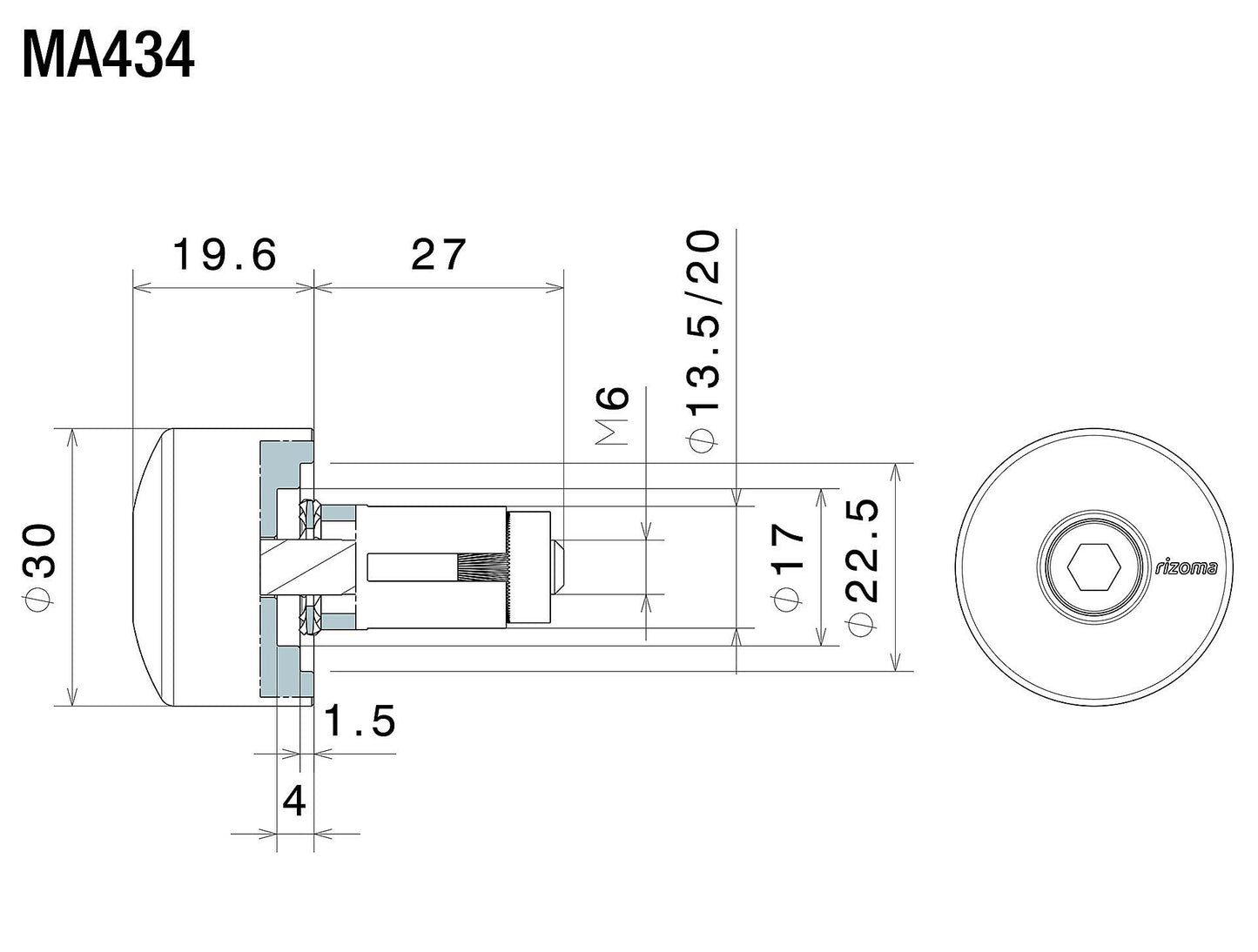 Bar Mount ミラーアダプター : MA434