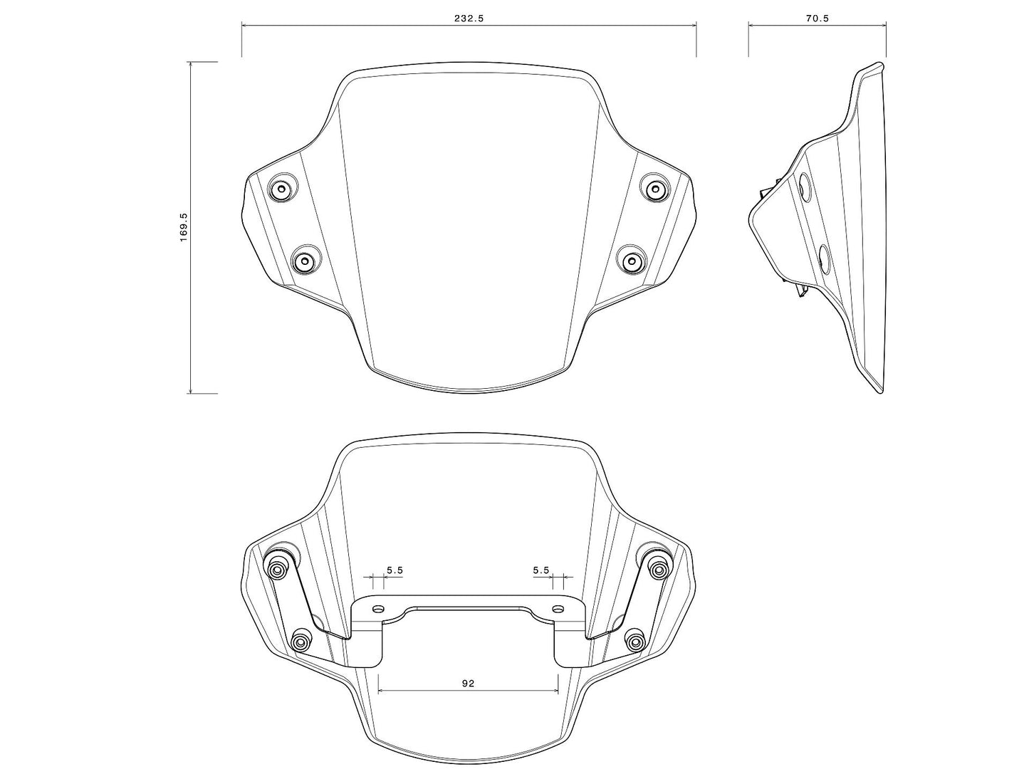 Headlight fairing (Aluminum) : ZTH064B