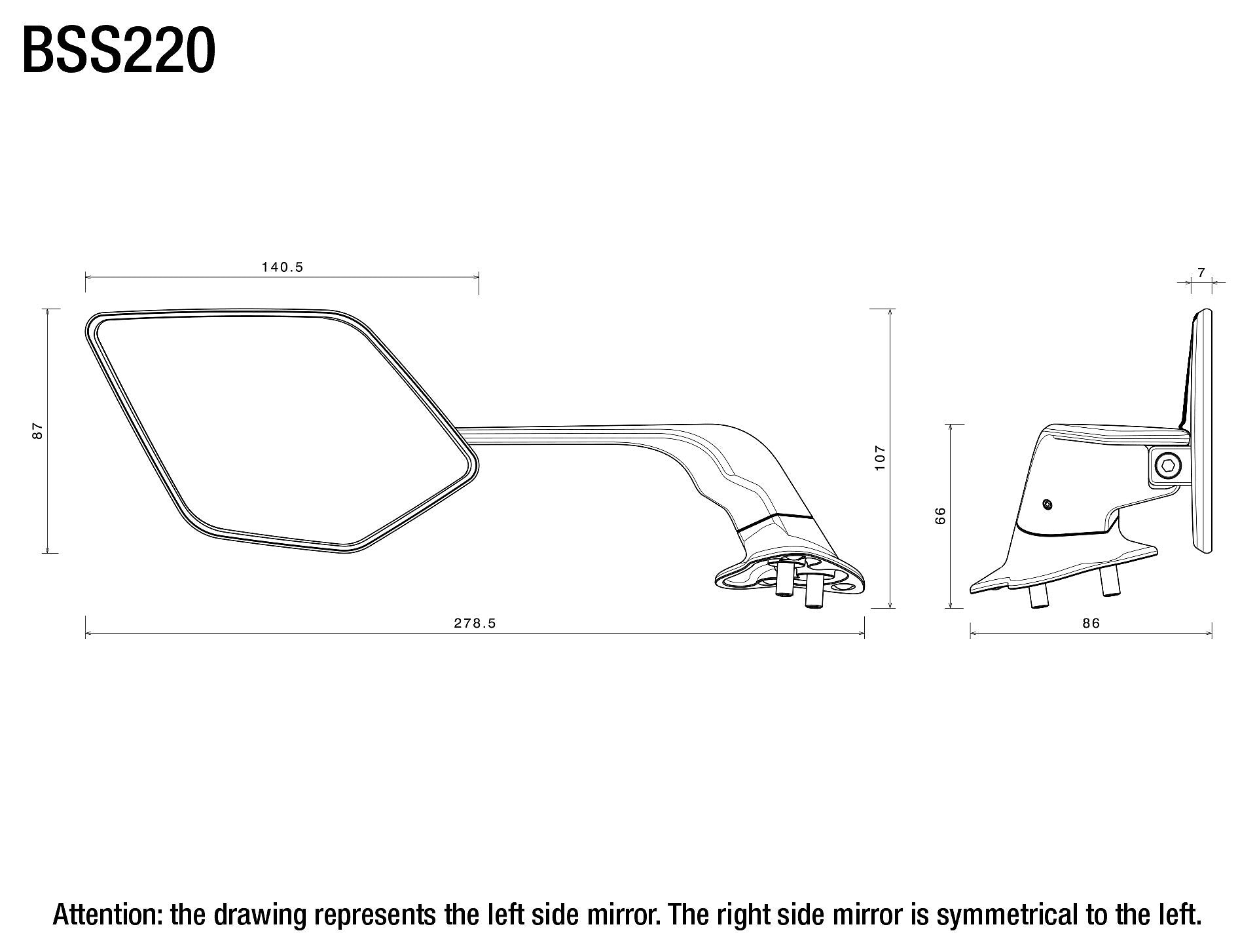 Stealth Max mirror for Yamaha：BSS220 – rizoma Japan