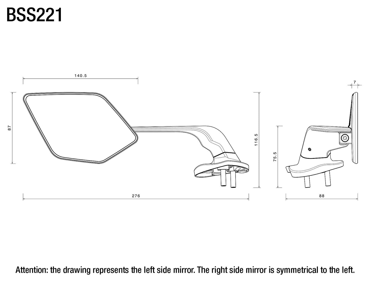 Stealth Max mirror for Yamaha : BSS221