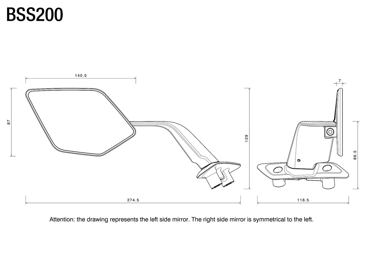 Stealth Max mirror for Yamaha T-Max : BSS200