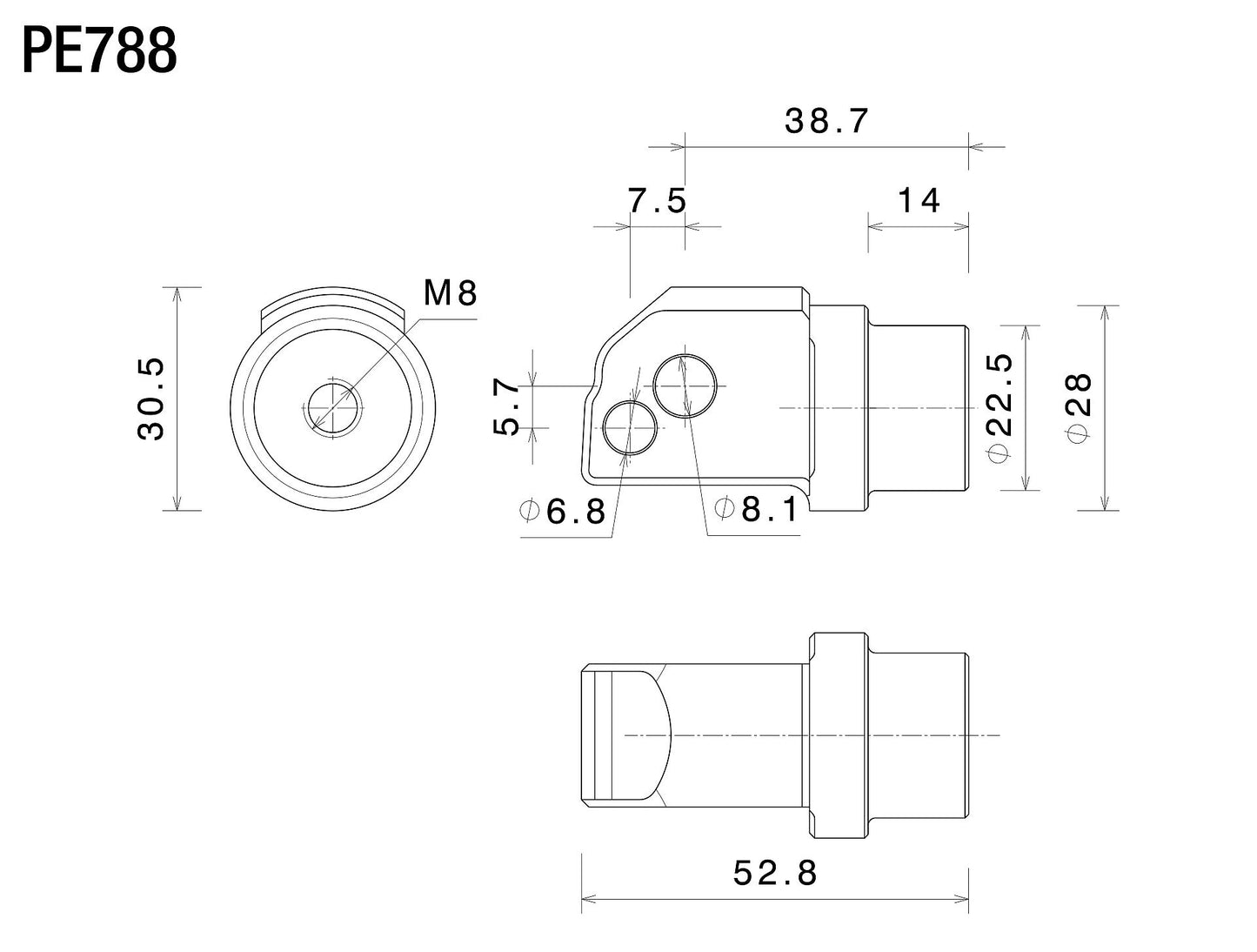 ステップペグ アダプター Passenger (Ø 22 mm) : PE788B