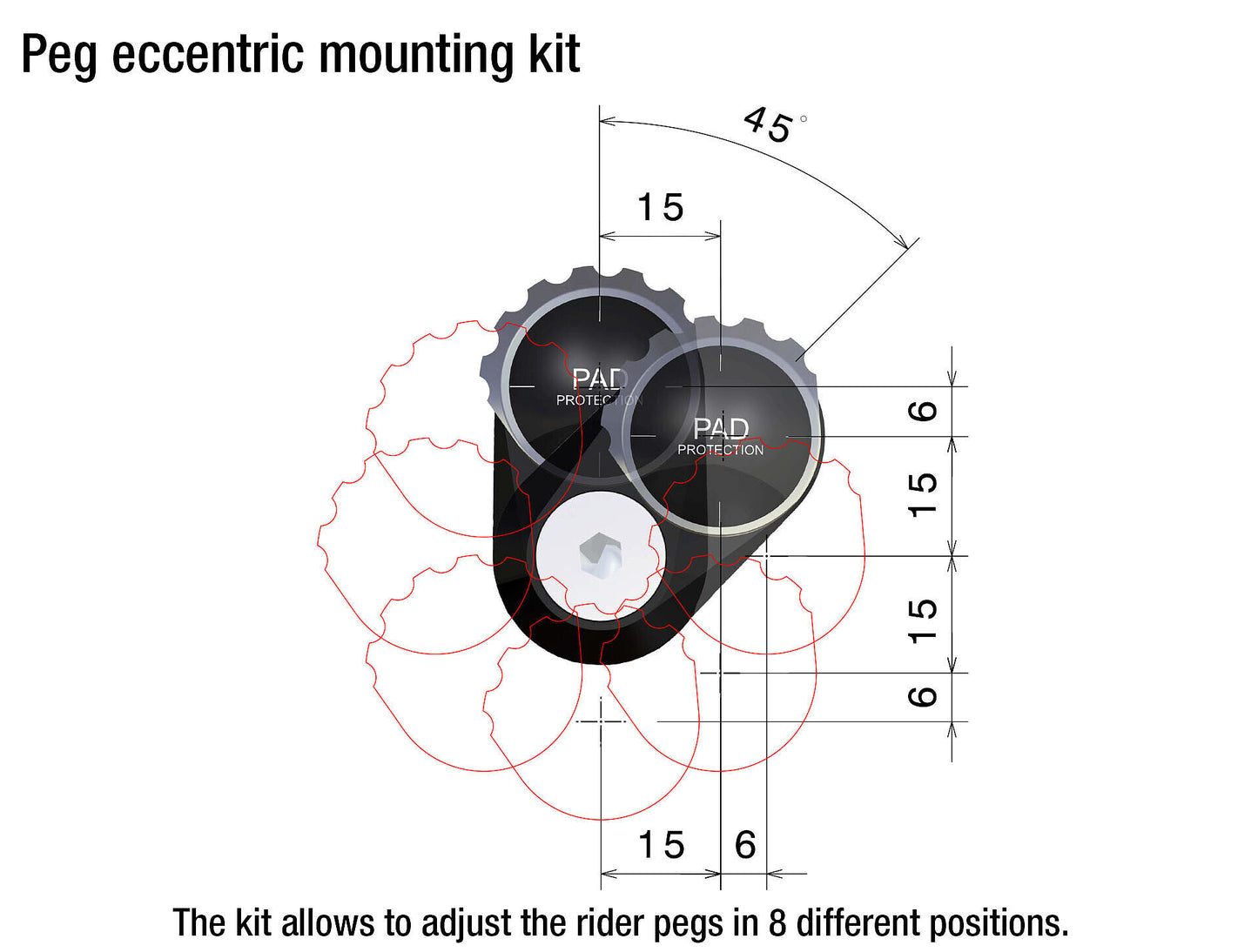 アジャスト機能付 ステップペグ アダプター Rider (Ø 22 mm)  : PE789B