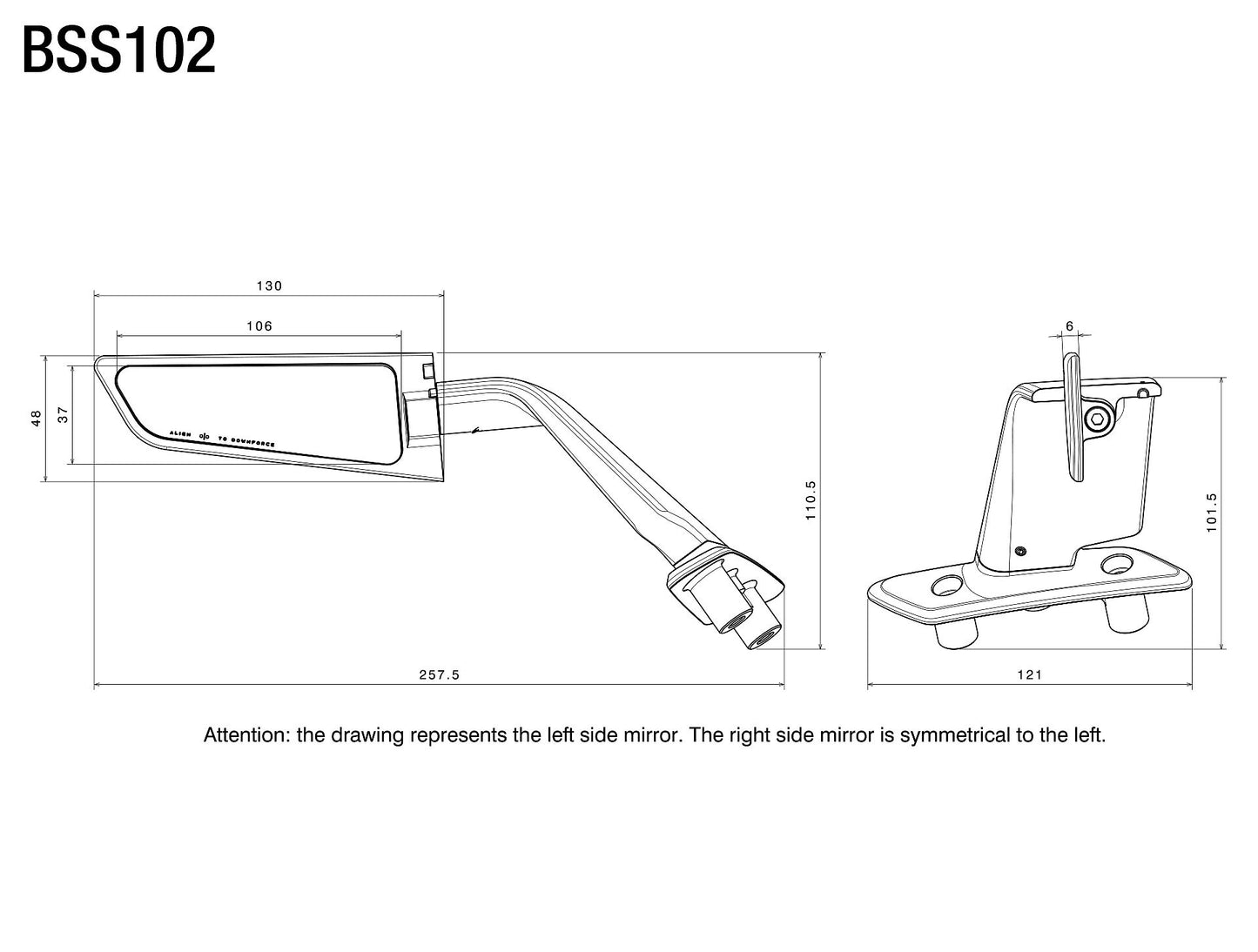 Stealth mirror for Yamaha T-Max : BSS102