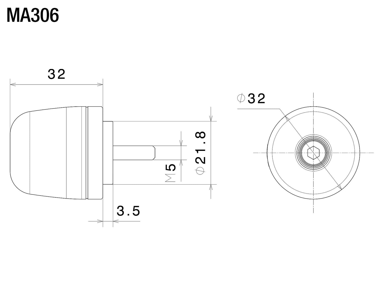 Single bar-end plug for Aprilia : MA306