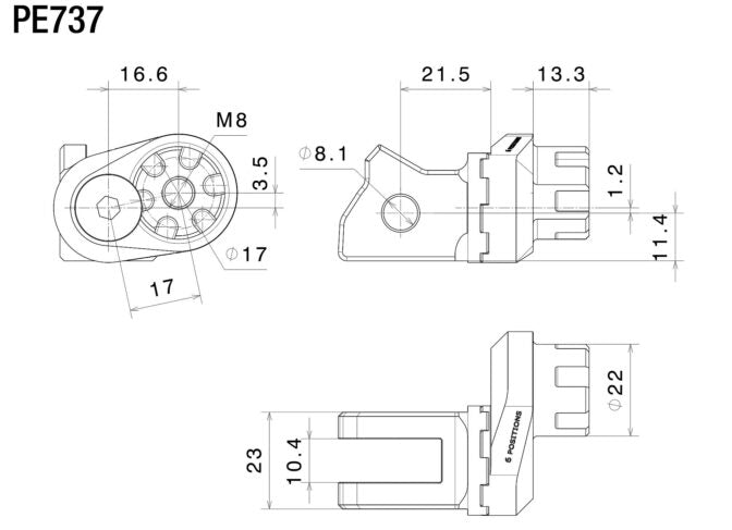 アジャスト機能付 ステップペグ アダプター : PE737B