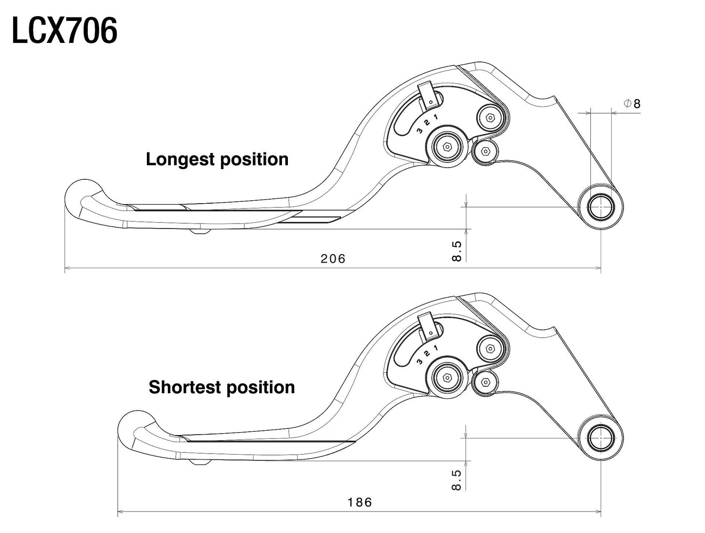 Adjustable Plus Clutch Levers : LCX706