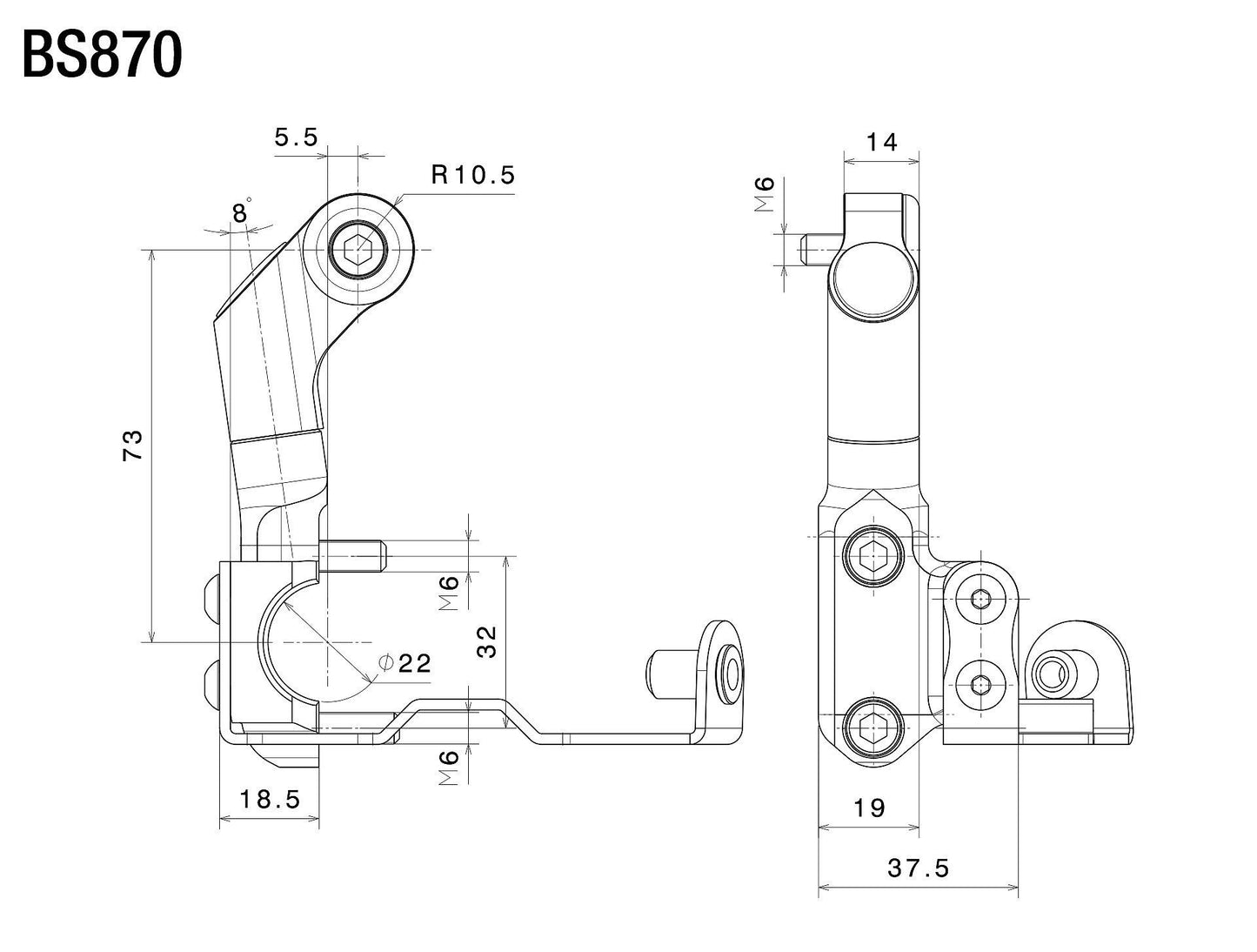 Side Mount ミラーアダプター : BS870B