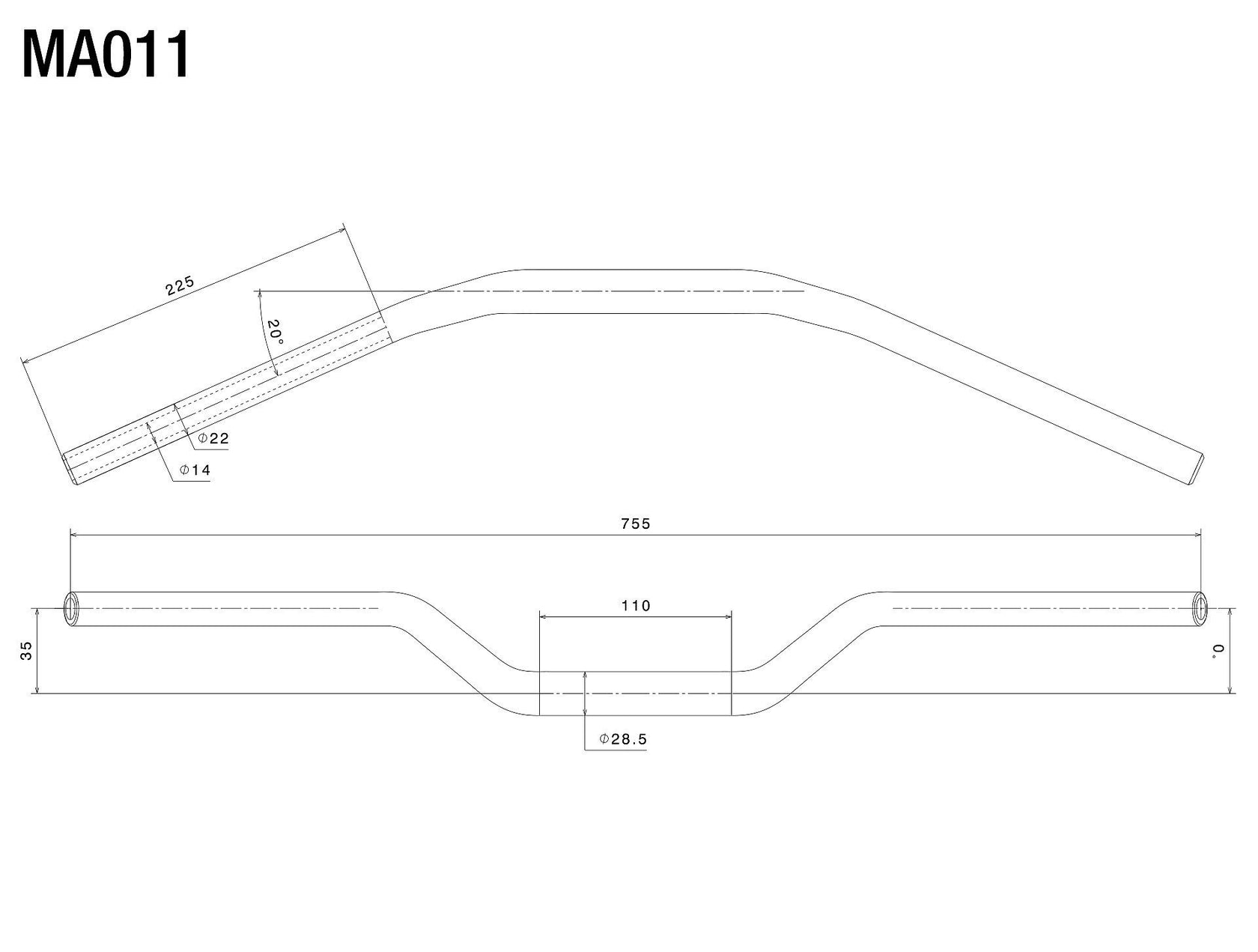 Tapered Handlebar MA011 Rizoma Japan tapered-handlebar-ma011-rizoma-japan