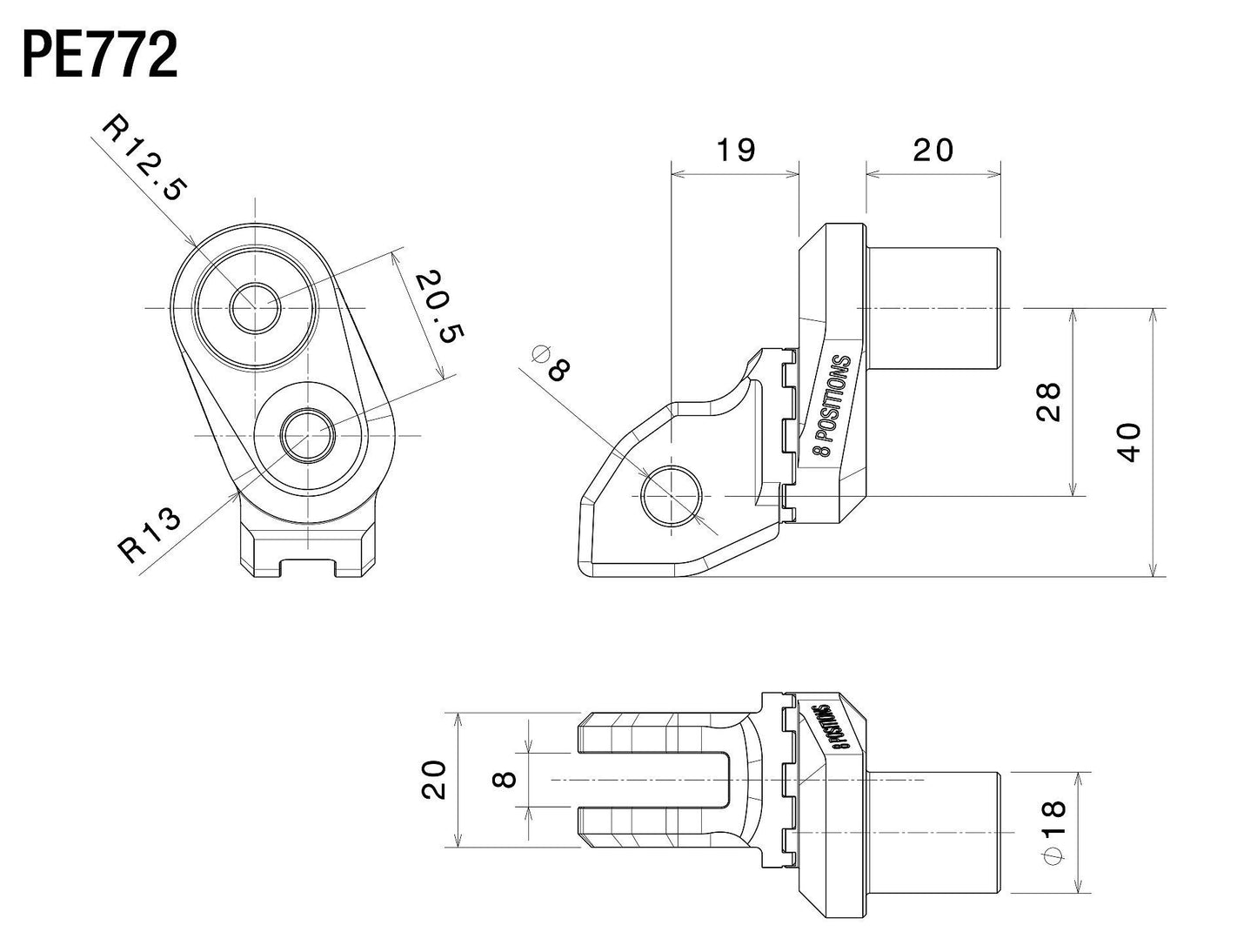 アジャスト機能付 ステップペグ アダプター : PE772B