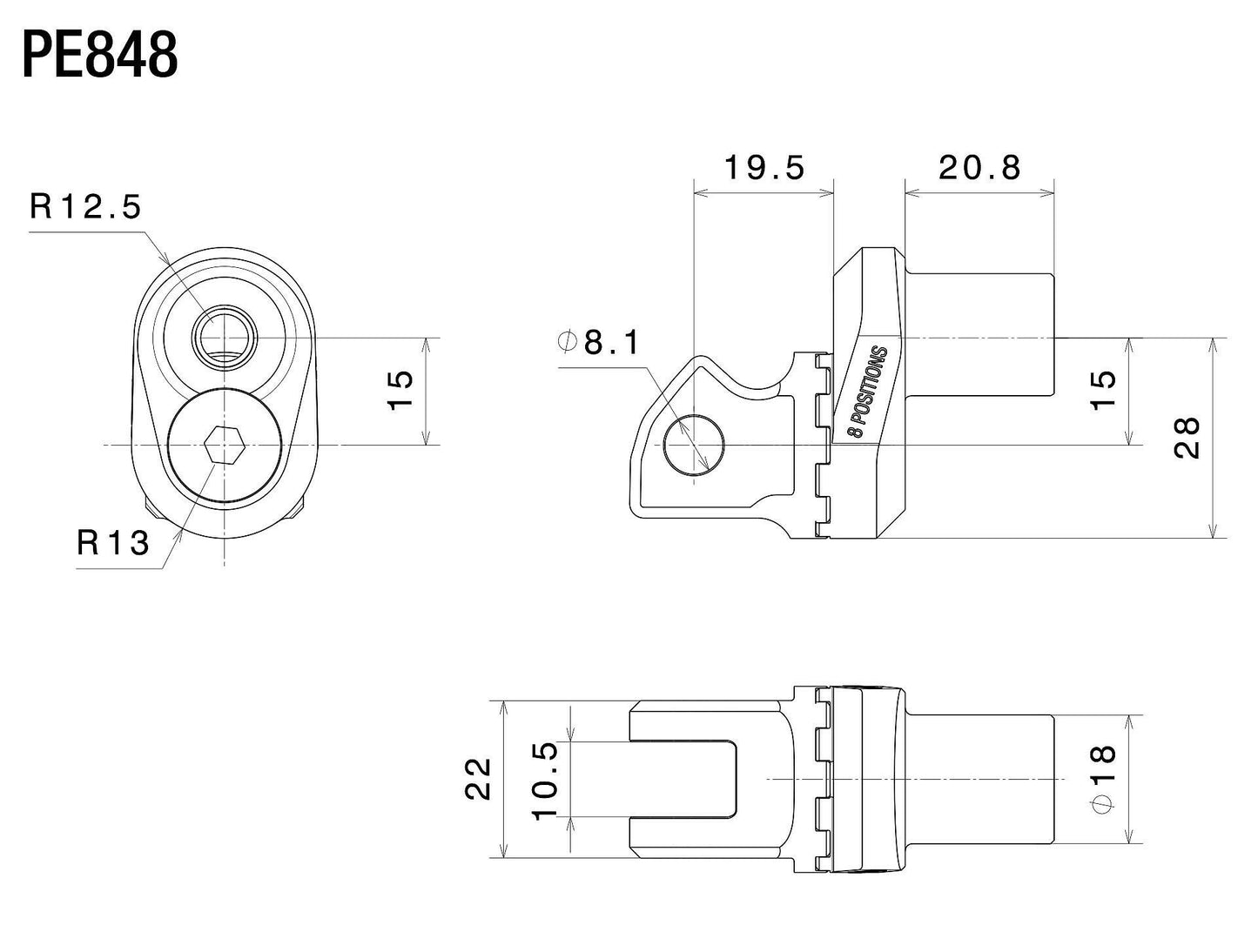 アジャスト機能付 ステップペグ アダプター : PE848B