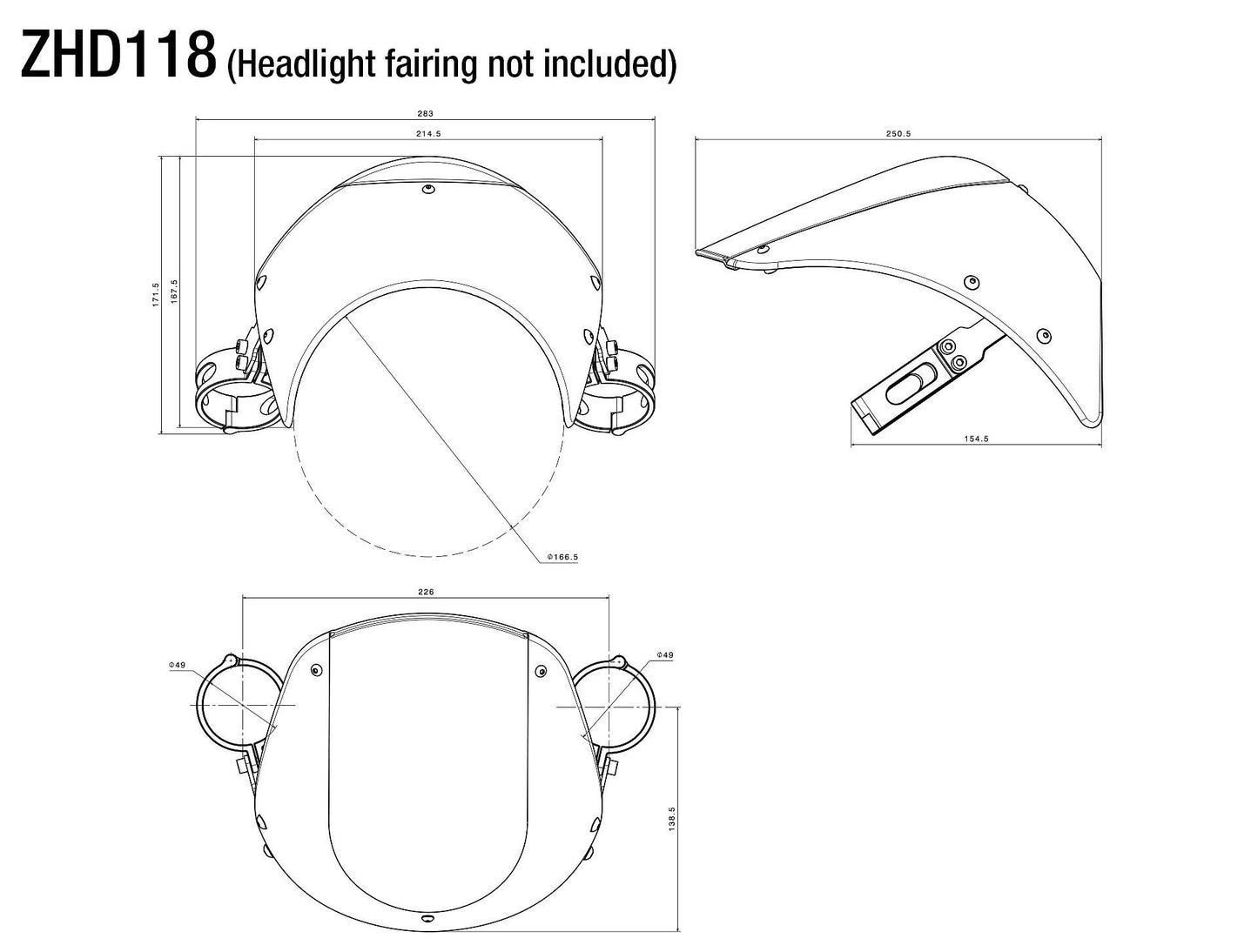 Headlight Fairing アダプター : ZHD118BS