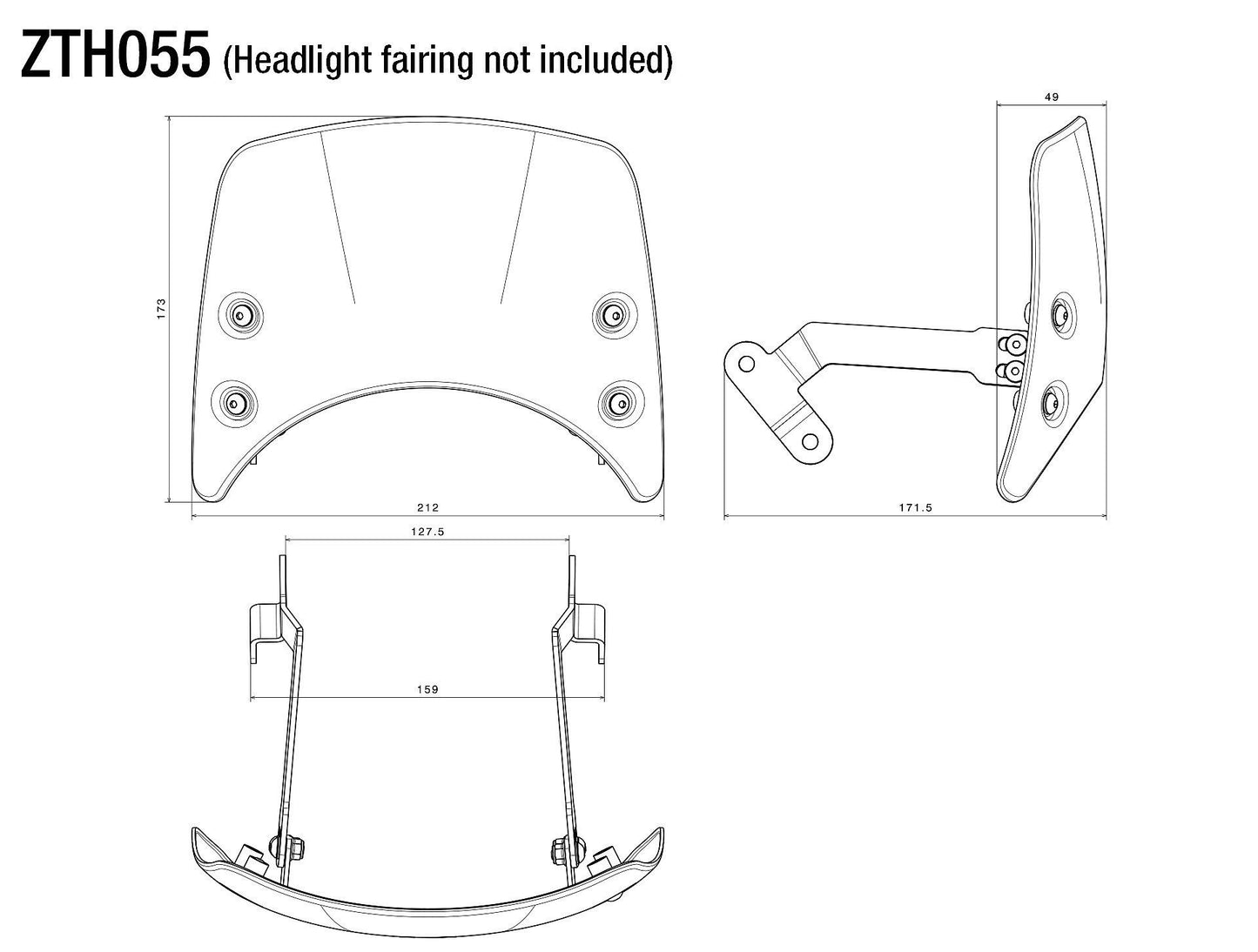 Headlight Fairing アダプター : ZTH055B