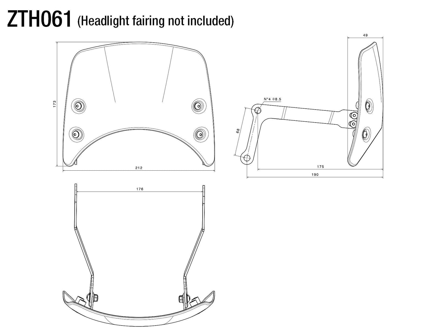 Headlight Fairing アダプター : ZTH061B