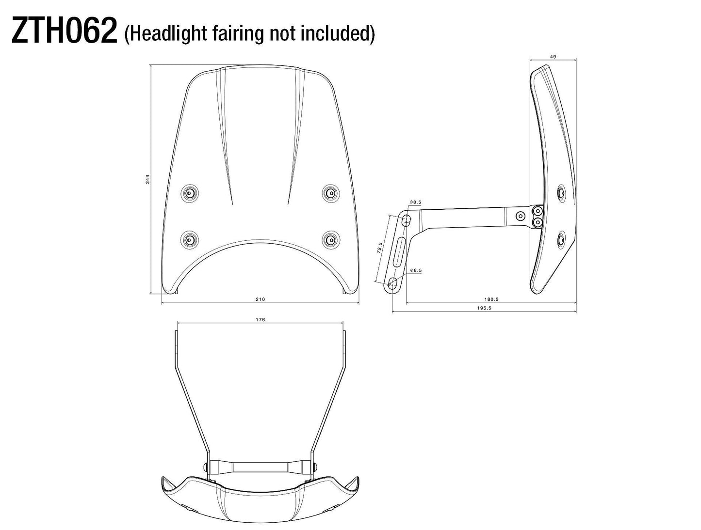 Headlight Fairing アダプター : ZTH062B