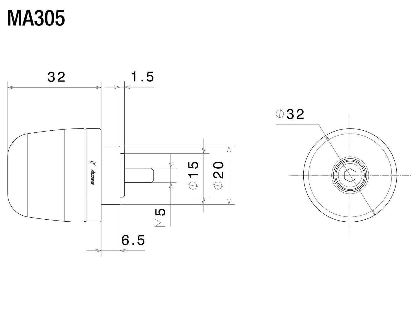 Single Bar End Plug for Aprilia : MA305B